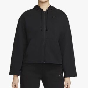 Nike sportswear Womens black full zip wide arm hooded sweater L